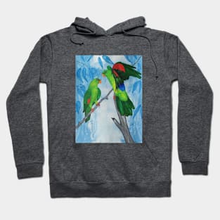 Red-Winged parrots - bird painting. Hoodie